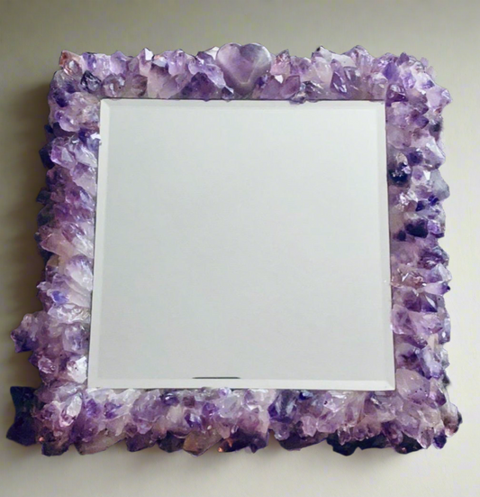 Raw Amethyst Crystal Mirror