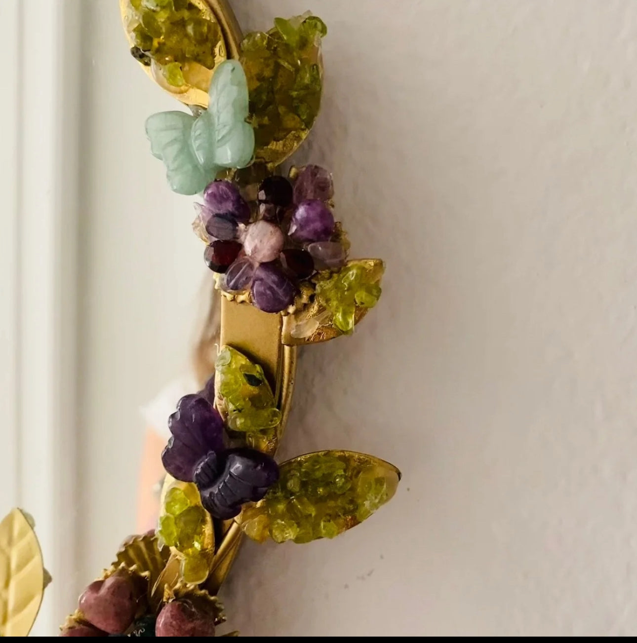 Flora Gemstone encrusted wall hanging mirror