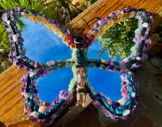 Terra Earth Goddess Butterfly Gemstone Mirror