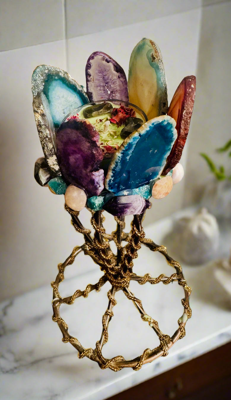 Aurora Agate Tea Light Candle Holder