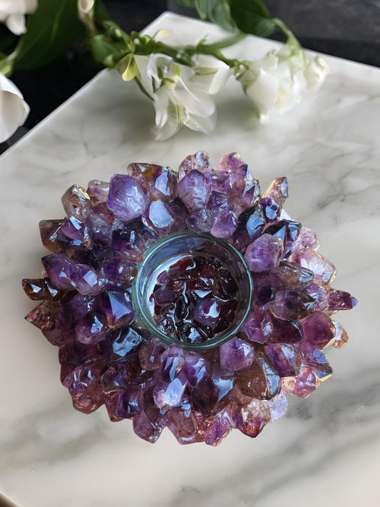 Smokey Amethyst Candle Holder